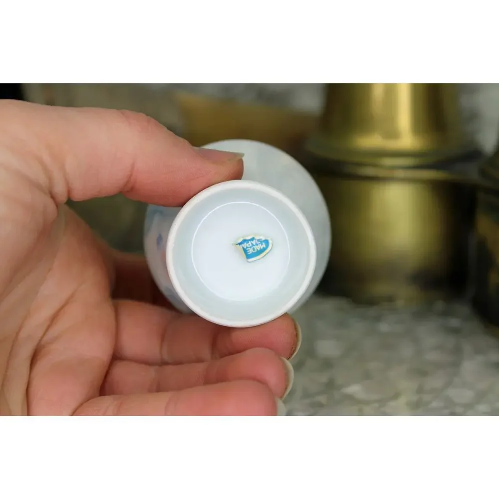 Japanese Blue Floral Tokkuri and Sake Cup Set